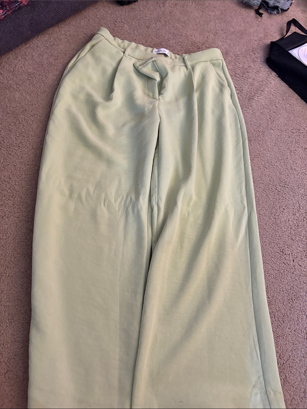 Abercrombie & Fitch Light Green Wide-Leg Trousers